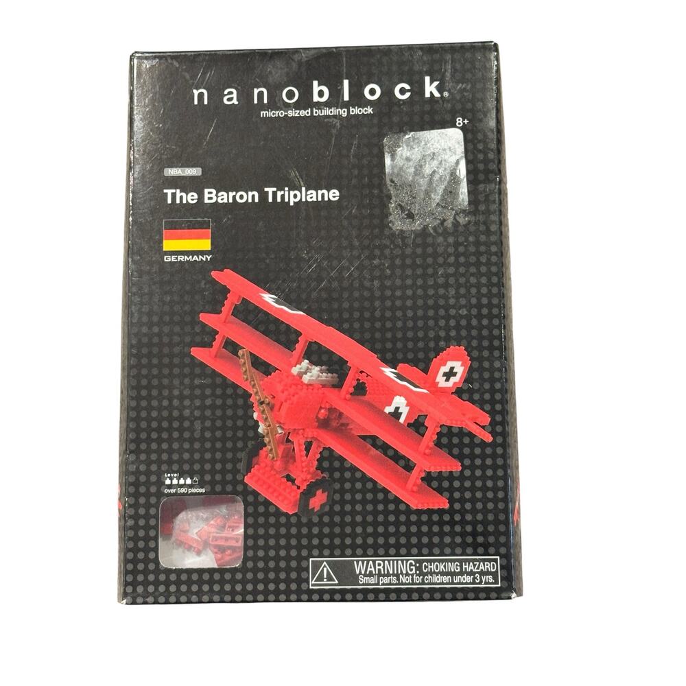 NanoBlock The Baron Triplane Level 2 Micro Building Blocks 590+ Pieces NBA-009